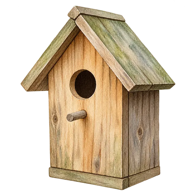 Watercolor Wooden Birdhouse Illustration