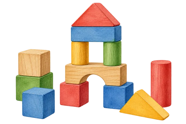 Watercolor Wooden Building Blocks