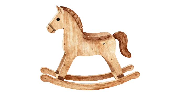 Watercolor Wooden Rocking Horse Toy