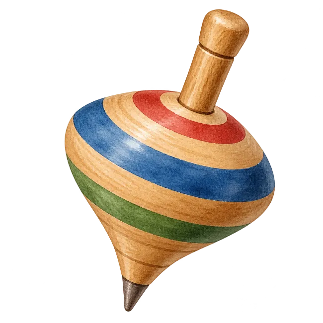 Watercolor Wooden Spinning Top
