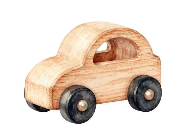 Watercolor Wooden Toy Car Illustration