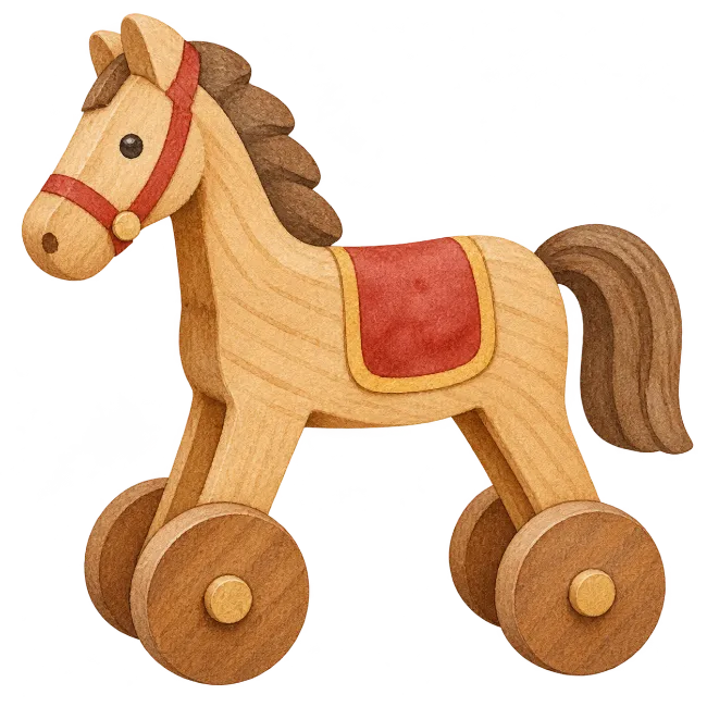Watercolor Wooden Toy Horse