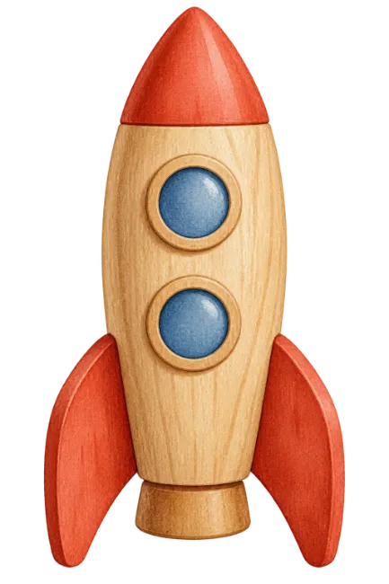 Watercolor Wooden Toy Rocket Illustration