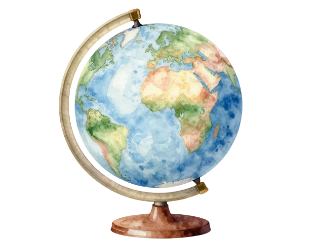 Watercolor World Globe Desktop Illustration
