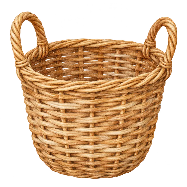 Watercolor Woven Basket Illustration