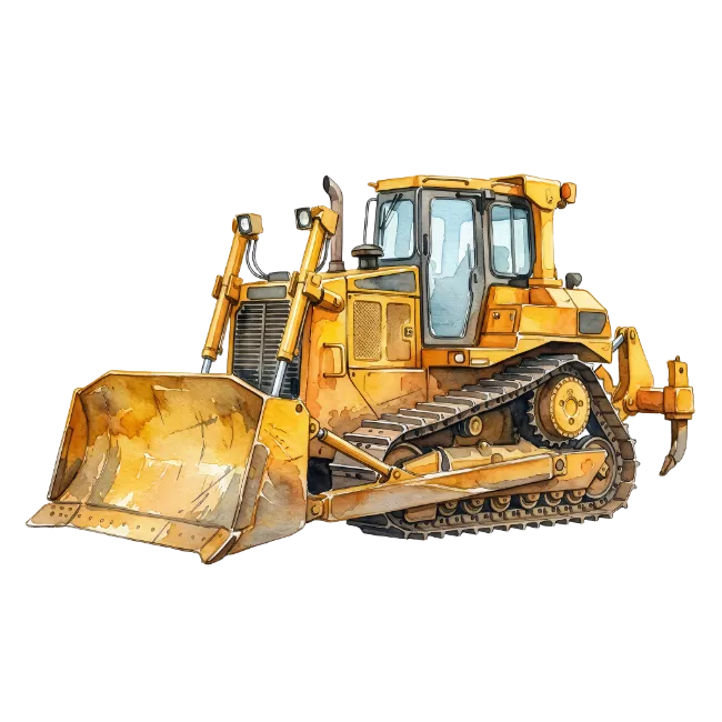 Watercolor Yellow Bulldozer Illustration