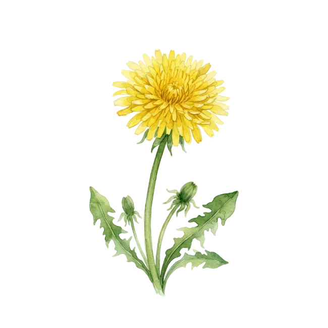 Watercolor Yellow Dandelion Flower Illustration
