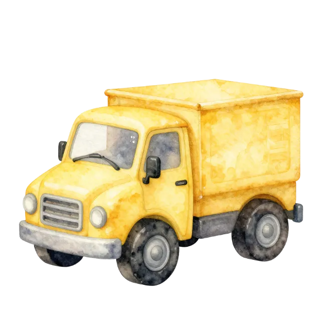 Watercolor Yellow Delivery Truck Illustration