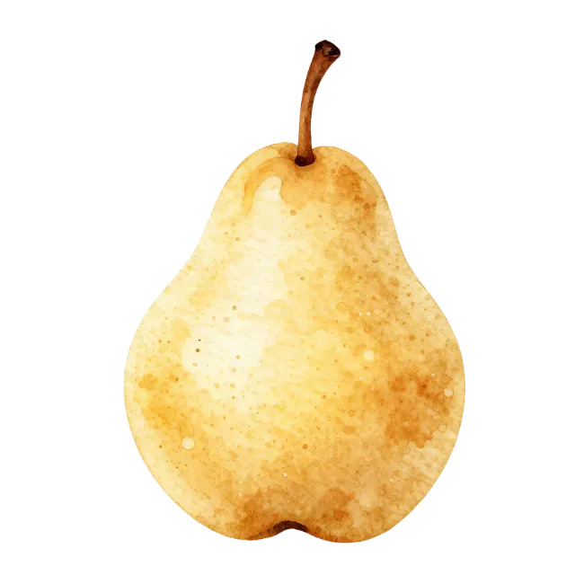 Watercolor Yellow Pear Fruit Illustration