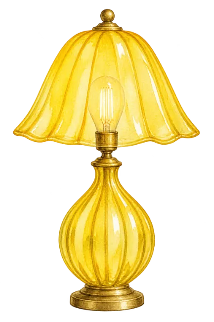 Watercolor Yellow Table Lamp Illustration