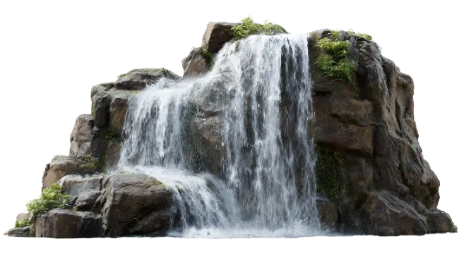 Waterfall cascading down natural rock formation