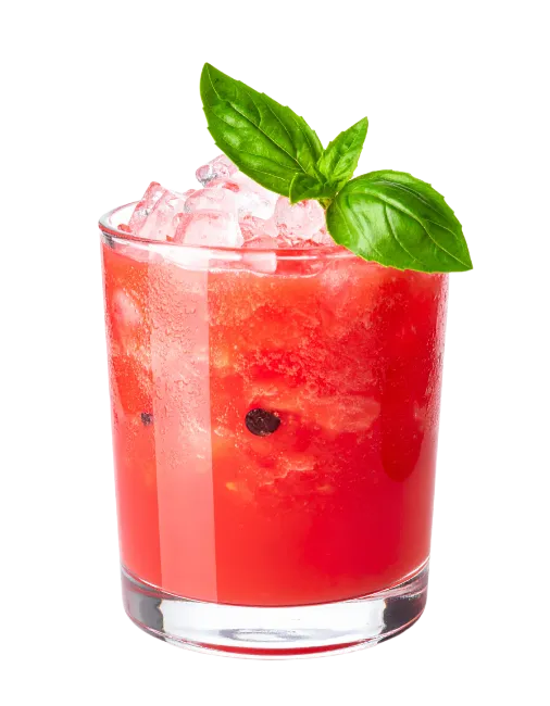 Watermelon Cocktail with Basil and Ice