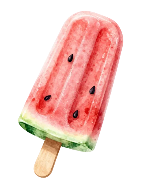 Watermelon Popsicle Watercolor Illustration
