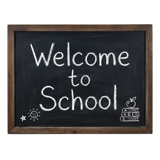 Welcome to School Chalkboard with Wooden Frame