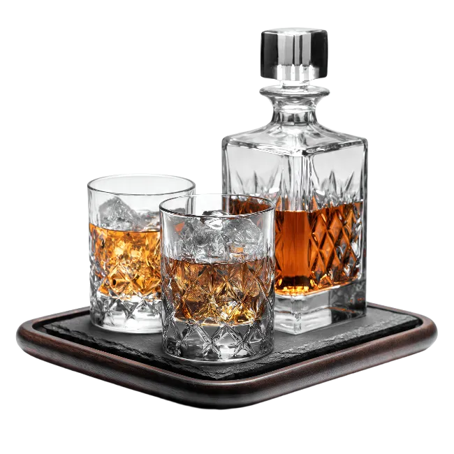 Whiskey Decanter and Glasses Set with Ice