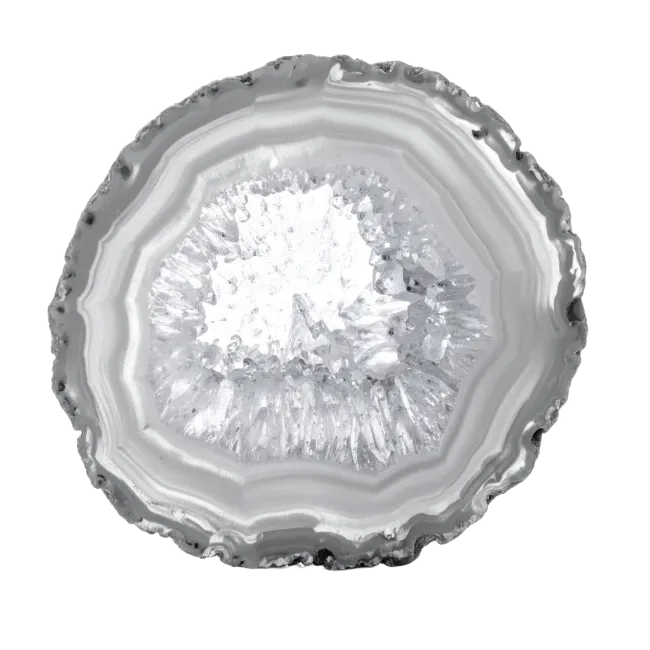 White Agate Slice Geode Mineral Crystal