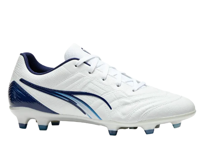 White and Blue Soccer Cleat