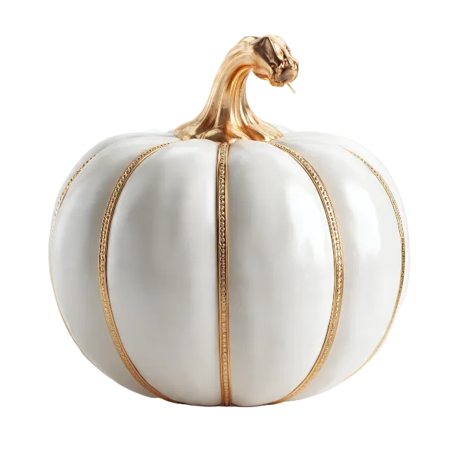 White and Gold Decorative Ceramic Pumpkin