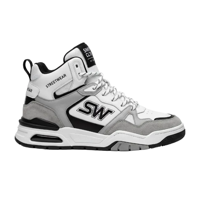 White And Grey Streetwear High Top Sneaker