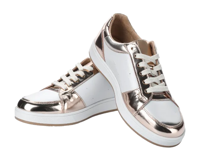 White and Rose Gold Sneakers