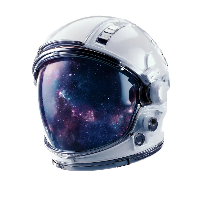White Astronaut Helmet with Galaxy Reflection