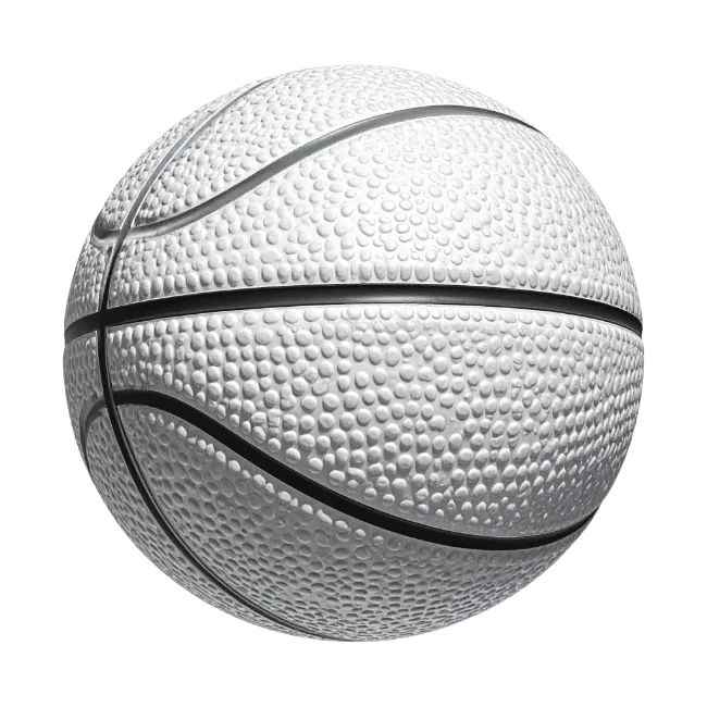 White Basketball Ball with Black Seams