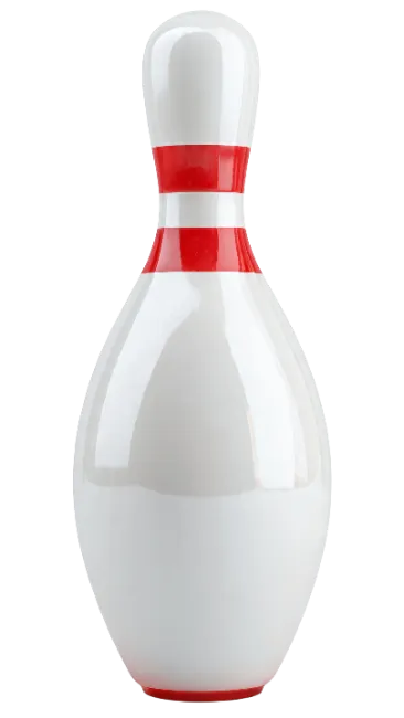 White Bowling Pin with Red Stripes