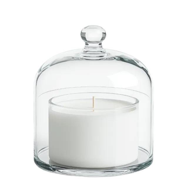 White Candle in Glass Cloche Jar