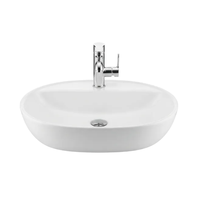 White Ceramic Basin With Chrome Faucet