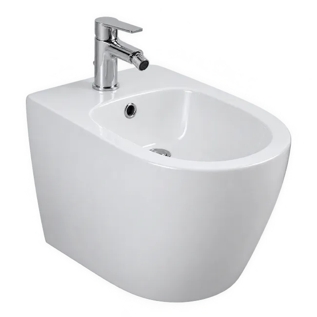 White Ceramic Bidet with Chrome Faucet