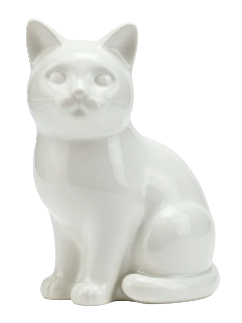 White Ceramic Cat Figurine