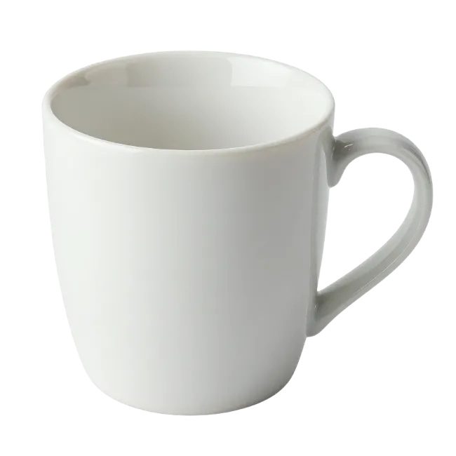 White ceramic coffee mug with handle
