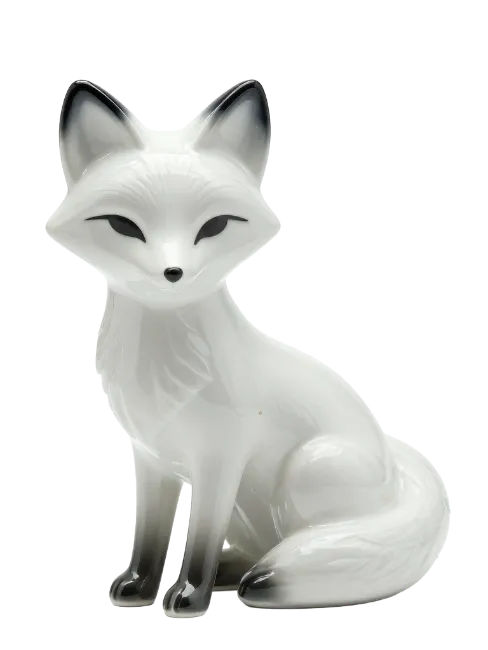 White Ceramic Fox Figurine