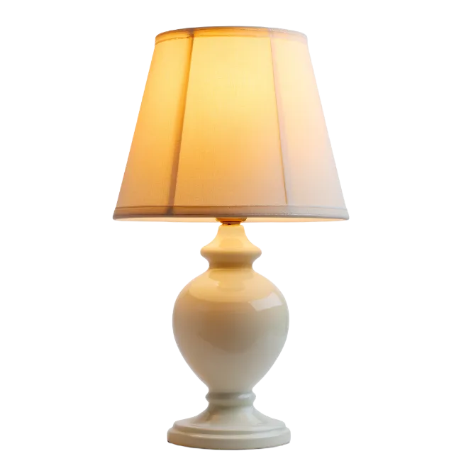 White Ceramic Table Lamp with Fabric Shade