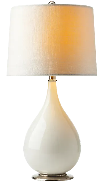 White Ceramic Table Lamp with Fabric Shade