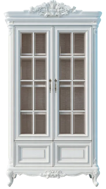 White Classic Display Cabinet with Glass Doors
