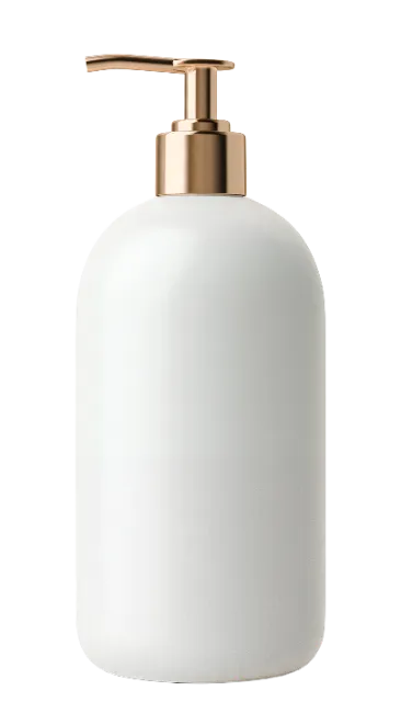 White Cosmetic Bottle With Gold Pump Dispenser