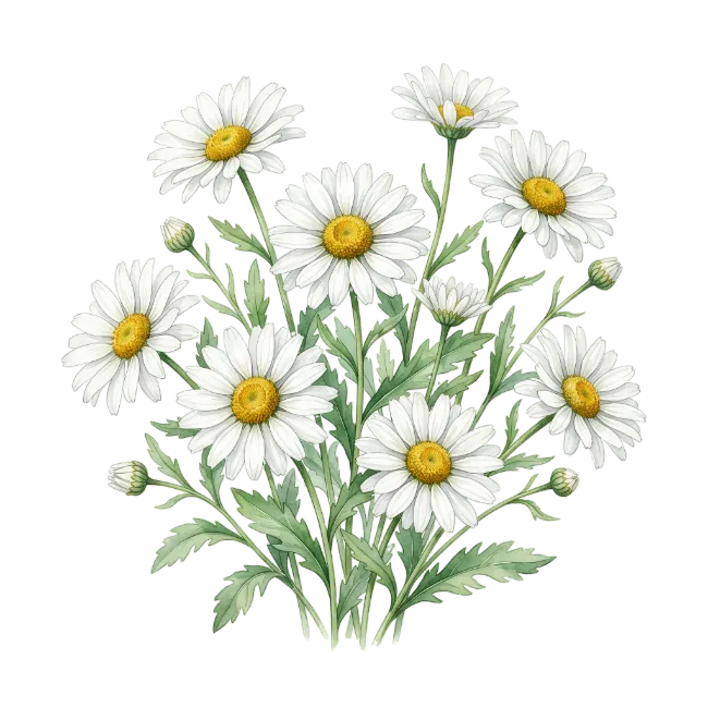 White Daisy Flowers Bouquet Illustration