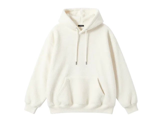 White Fleece Hoodie Sweatshirt