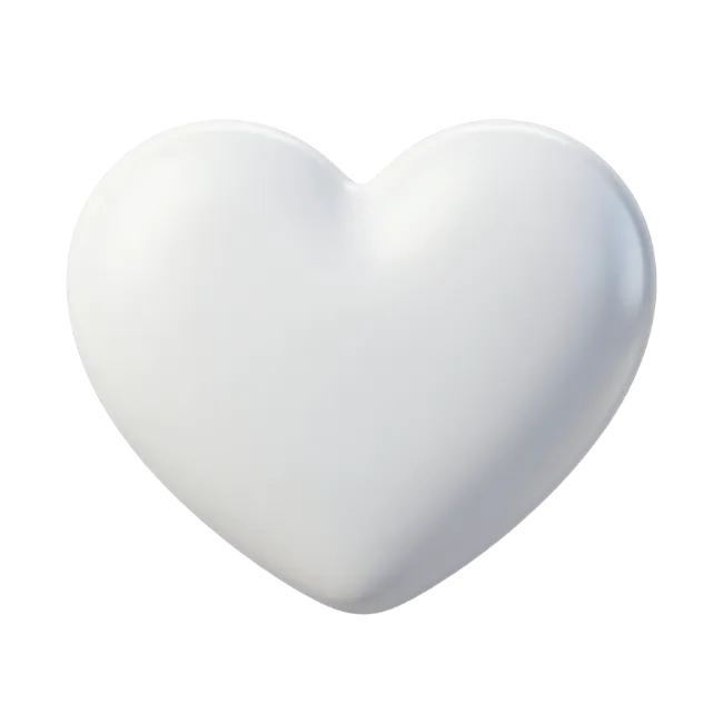 White Glossy 3D Heart Shape