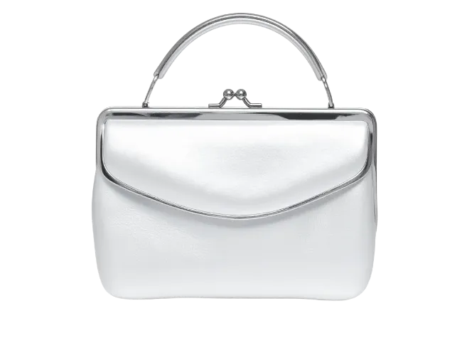 White leather handbag with metal clasp