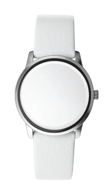 White leather strap wristwatch with blank face