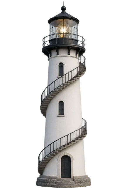 White Lighthouse with Spiral Staircase