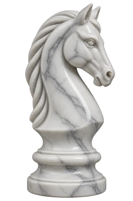White Marble Chess Knight Piece