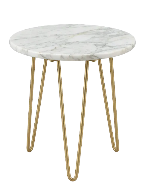 White Marble Coffee Table with Gold Legs