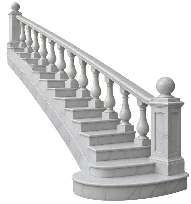 White Marble Staircase with Ornate Balustrade