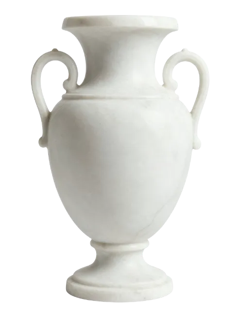 White Marble Urn Vase with Handles