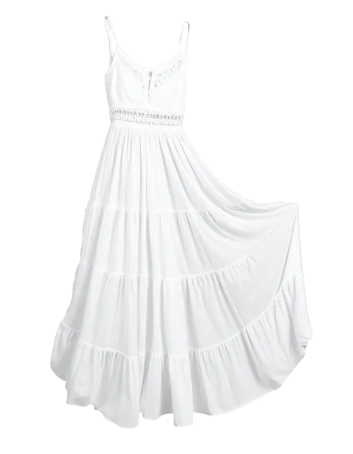 White Maxi Dress with Tiered Skirt