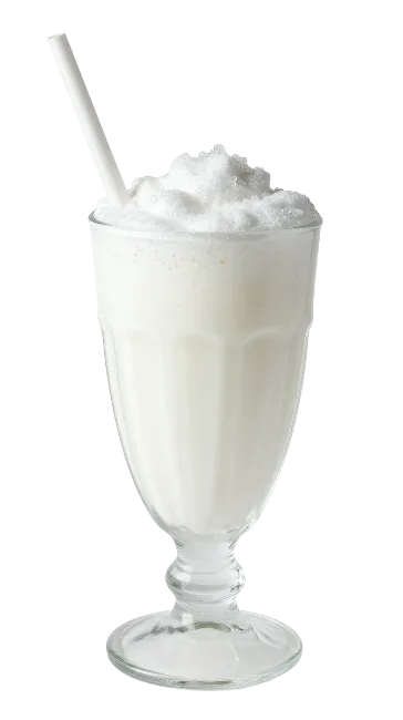 White Milkshake in Glass with Straw