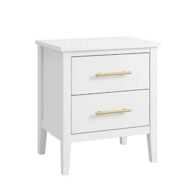 White Nightstand with Gold Handles